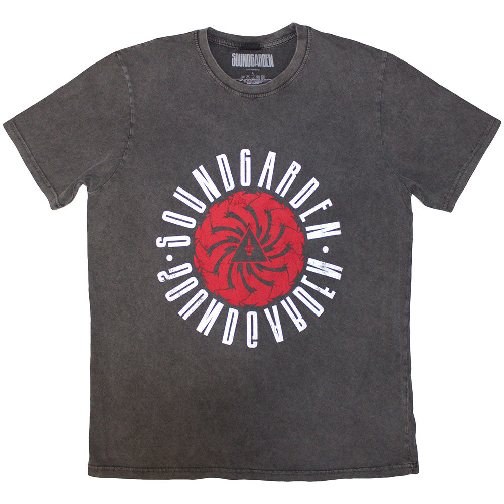 Soundgarden Unisex Stone Wash T-Shirt: Circle Logo (Charcoal Grey)
