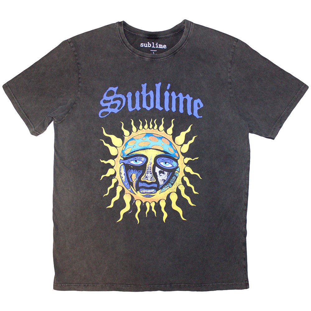 Sublime Unisex Stone Wash T-Shirt: Sun Logo (Charcoal Grey)