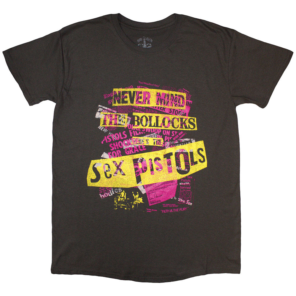 The Sex Pistols Unisex T-Shirt: NMTB Text Overlay (Charcoal Grey)