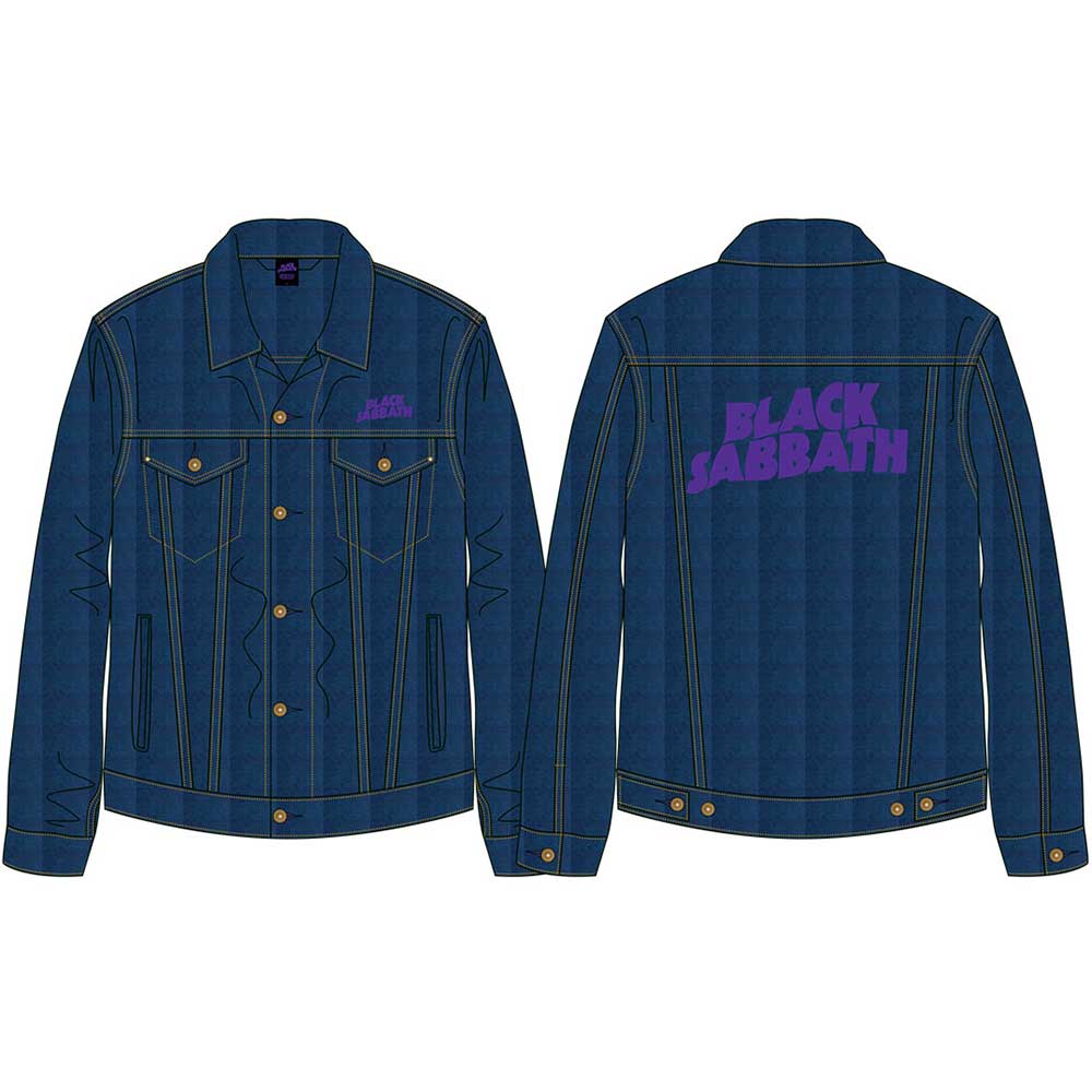 Black Sabbath Unisex Denim Jacket: Wavy Logo (Back Print)