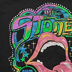 The Rolling Stones Unisex Embellished T-Shirt: Some Girls Neon Tongue (Diamante)