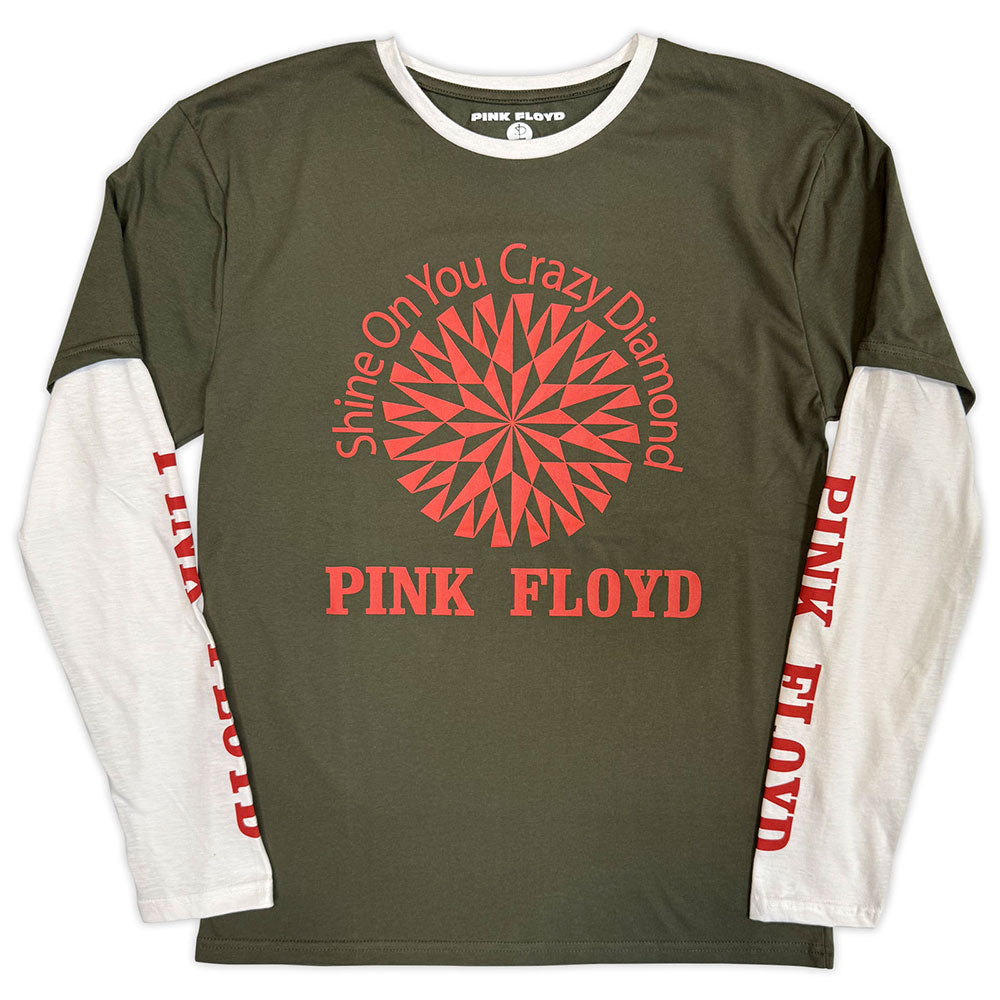 Pink Floyd Unisex Layered Long Sleeve T-Shirt: Shine On (Green & White) (Sleeve Print)