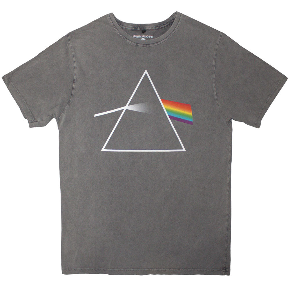 Pink Floyd Unisex Stone Wash T-Shirt: Dark Side of the Moon Album (Grey)