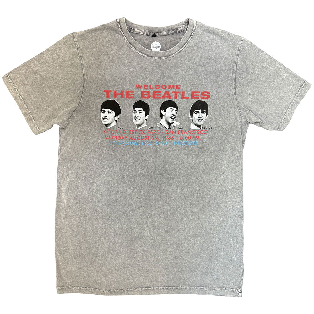 The Beatles Unisex Stone Wash T-Shirt: Candlestock Park Heads (Grey)