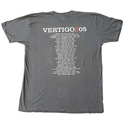 U2 Unisex T-Shirt: Vertigo Tour 2005 Live (Back Print) (Ex-Tour) (X-Large)
