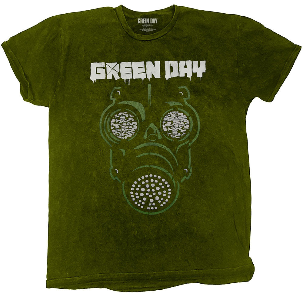 Green Day Unisex T-Shirt: Gas Mask (Wash Collection)