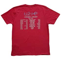 U2 Unisex T-Shirt: I+E 2018 Tour Dates (Back Print) (Ex-Tour)