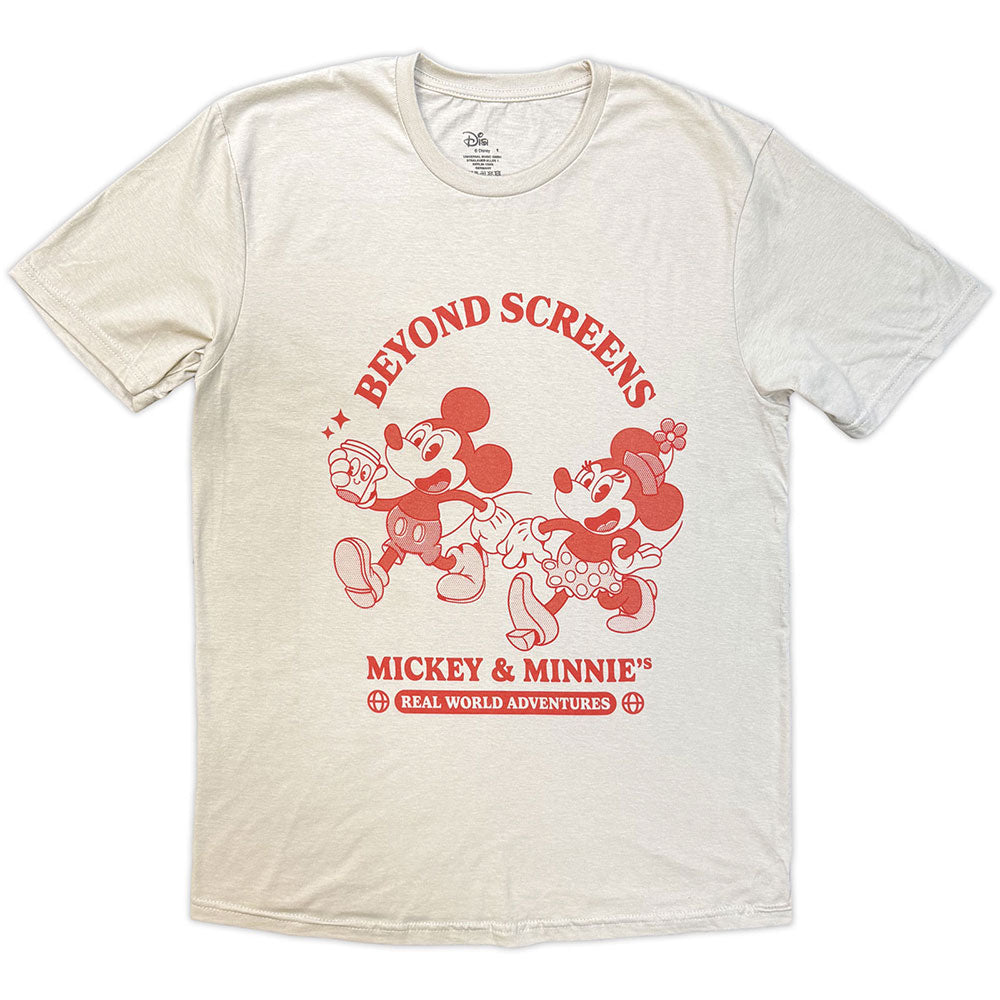 Disney Unisex T-Shirt: Mickey & Minnie Beyond Screens (Natural)