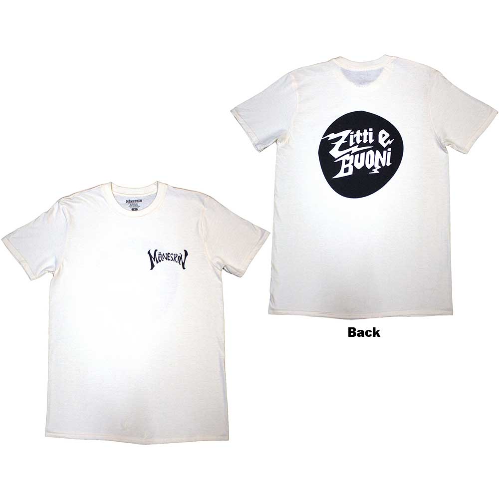 Maneskin Unisex T-Shirt: Pocket Logo & Zitti e Buoni Circle