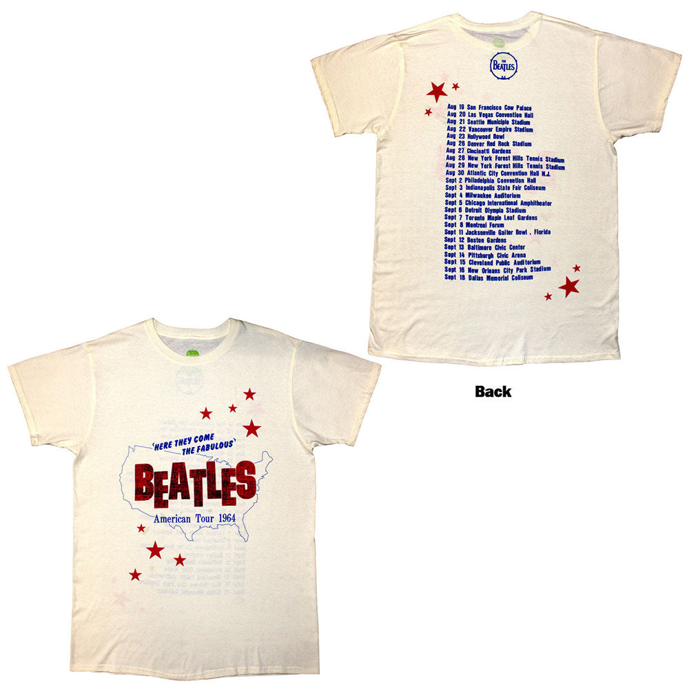 The Beatles Unisex T-Shirt: American Tour '64 (Natural) (Back Print)