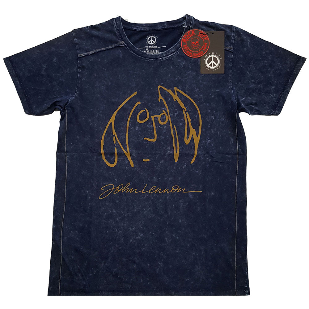 Official John Lennon 'Self Portrait Full Colour' T-Shirt – Denim Blue, Unisex Soft Cotton Tee