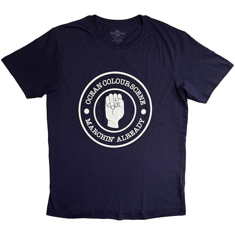 Ocean Colour Scene Unisex T-Shirt: Marchin' Fist (Navy Blue)