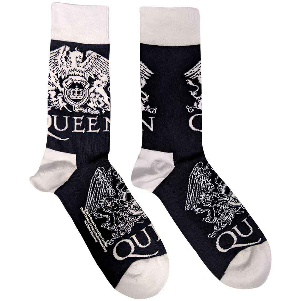 Queen Unisex Ankle Socks: White Crests (Navy Blue) (UK Size 4 - 7)