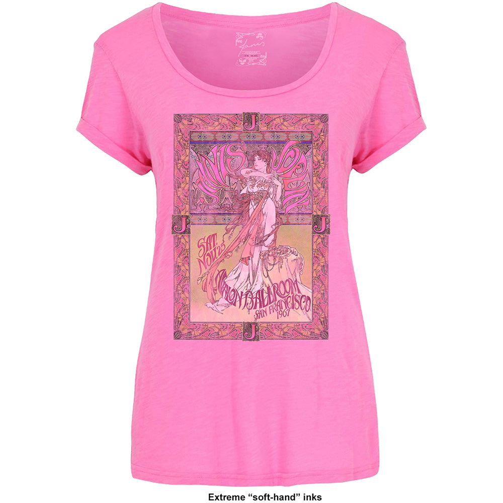 Janis Joplin Ladies T-Shirt: Avalon Ballroom '67 (Soft Hand Inks)