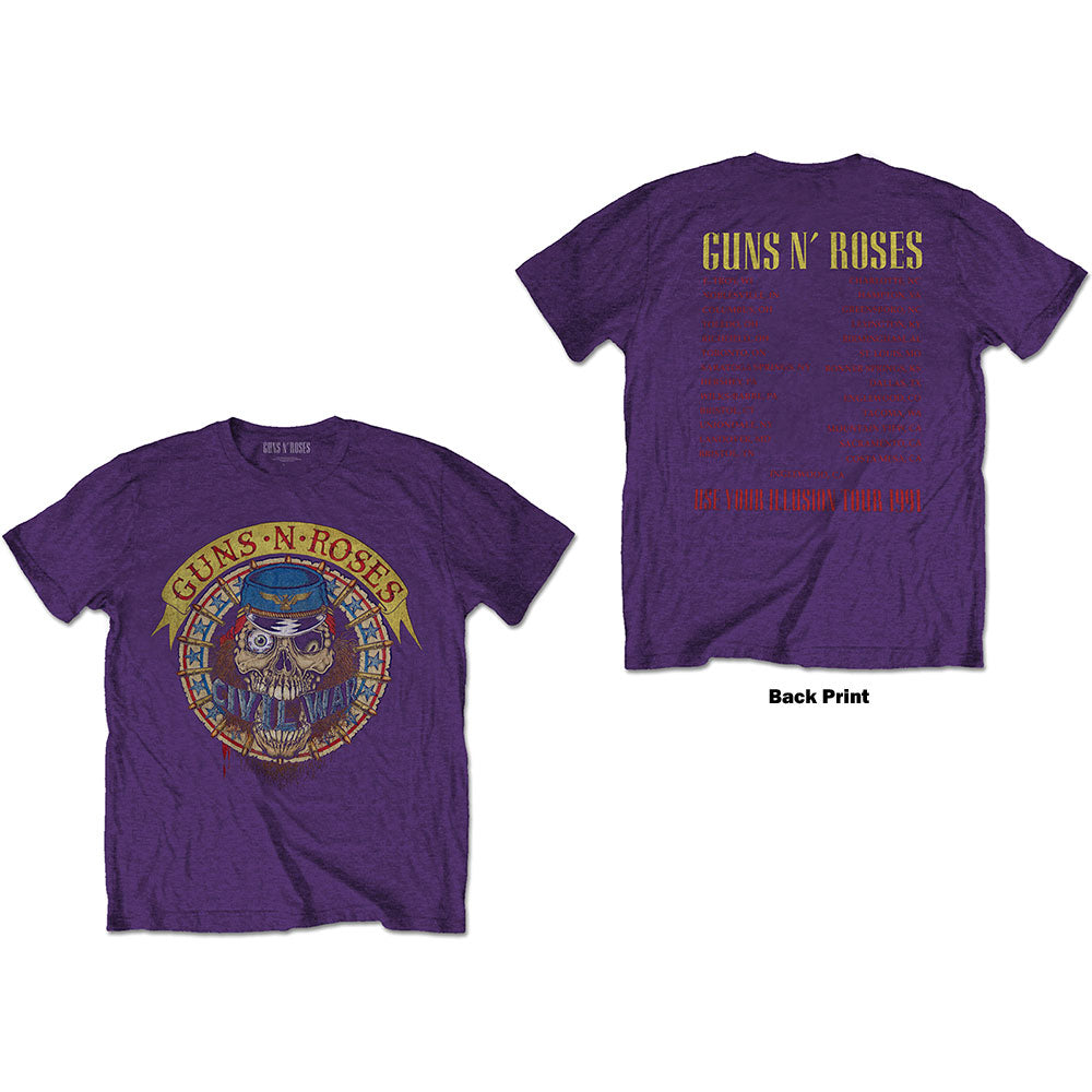 Guns N' Roses Unisex T-Shirt: Skull Circle (Back Print)