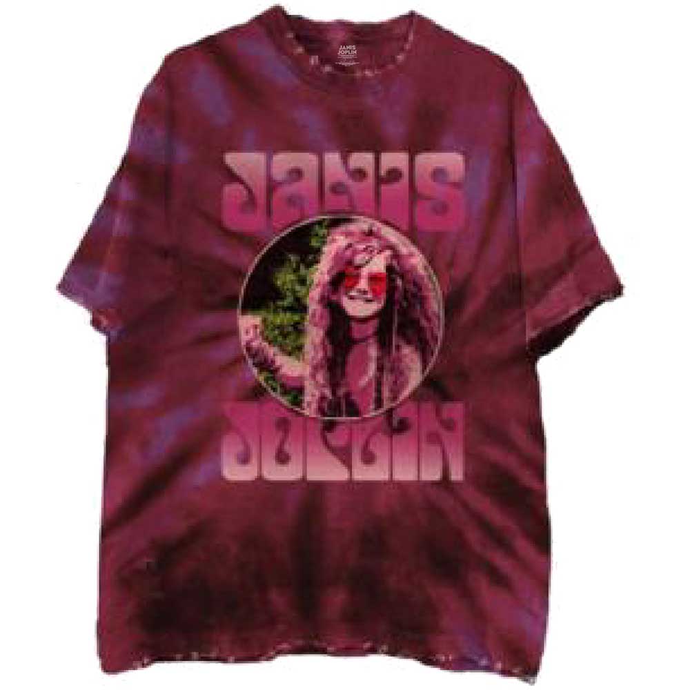 Janis Joplin Unisex T-Shirt: Pink Shades (Wash Collection)