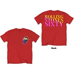 The Rolling Stones Unisex T-Shirt: Sixty Gradient Text (Back Print)