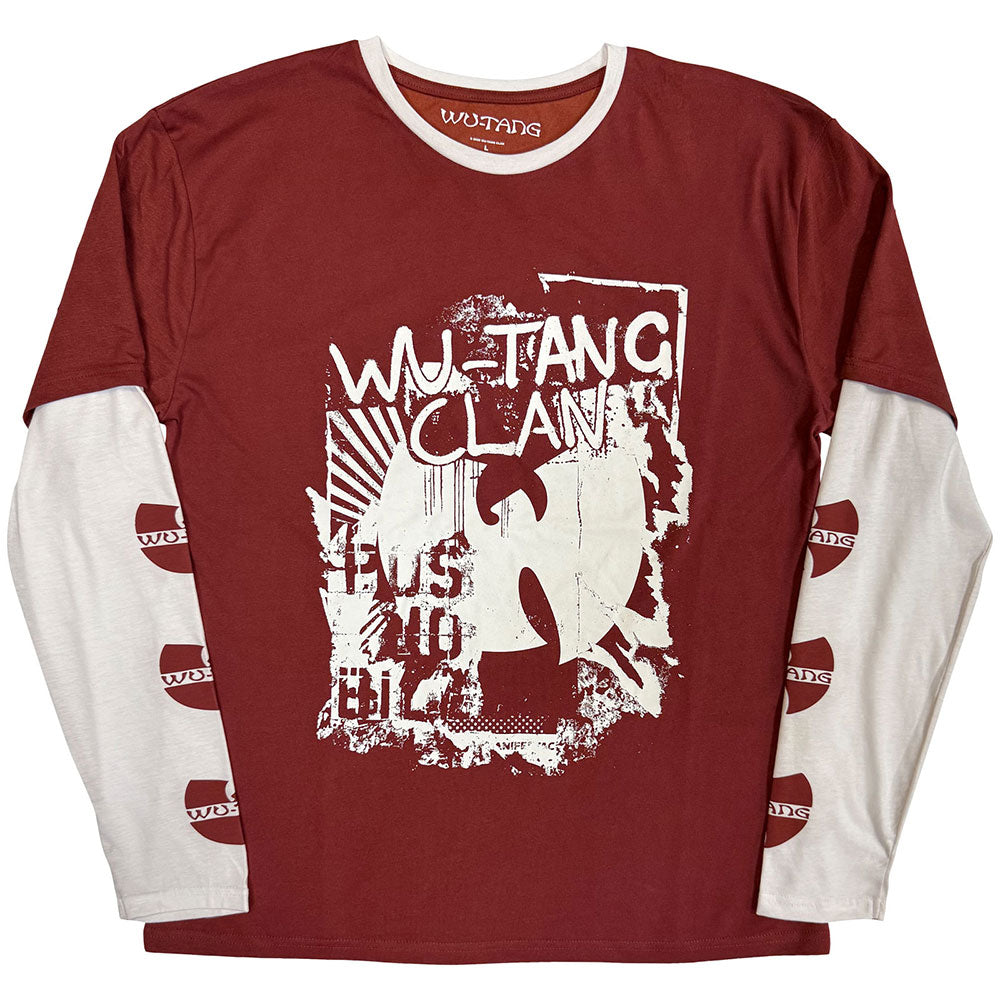 Wu-Tang Clan Unisex Layered Long Sleeve T-Shirt: Graffiti (Red & White) (Sleeve Print)