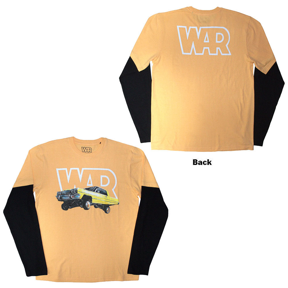 War Unisex Layered Long Sleeve T-Shirt: Car (Sand & Black) (Back Print)