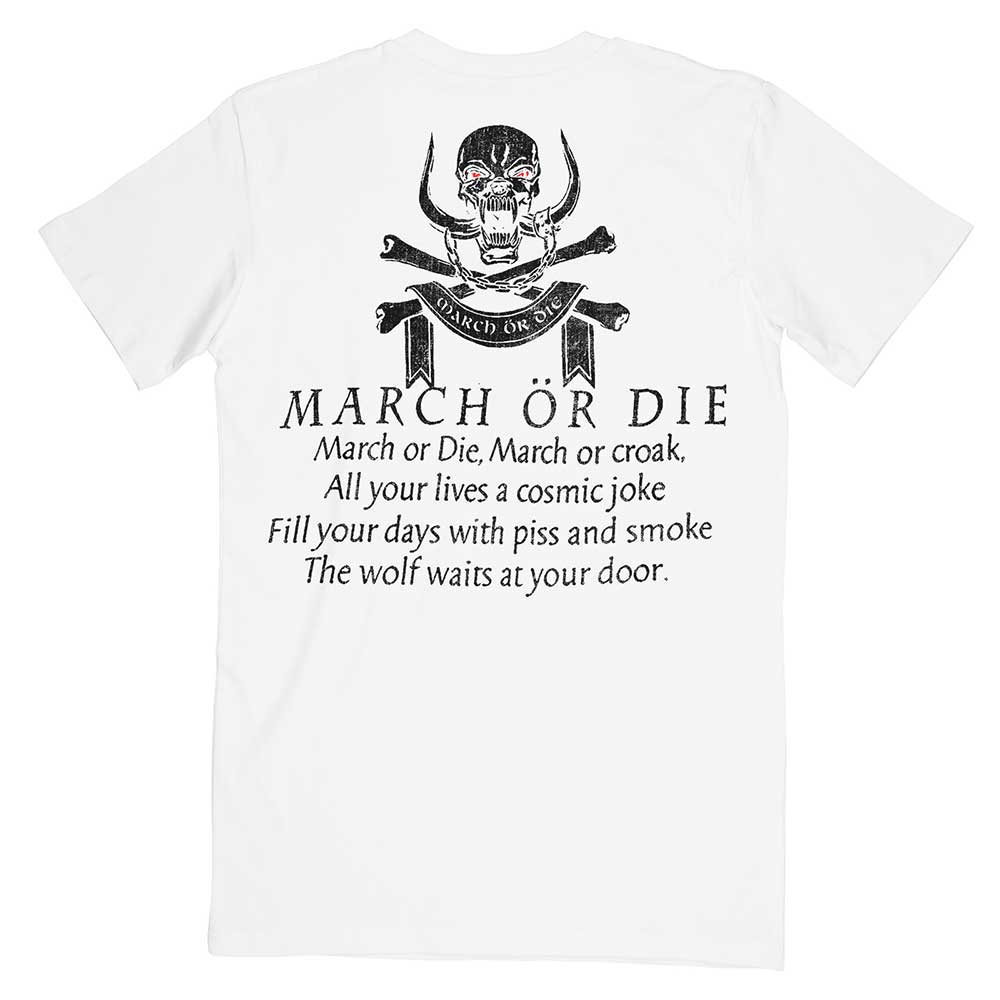 Motorhead Unisex T-Shirt: March or Die Lyrics (Back Print)