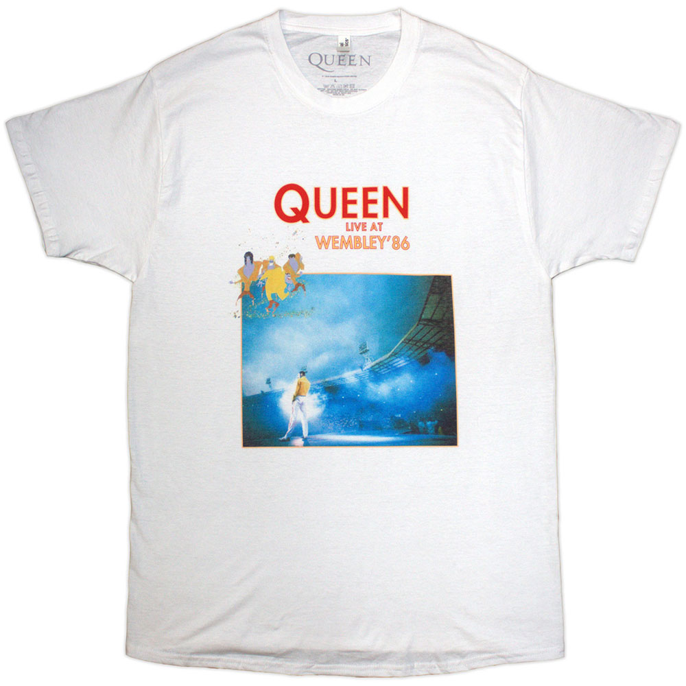 Queen Unisex T-Shirt: Wembley '86 (White)