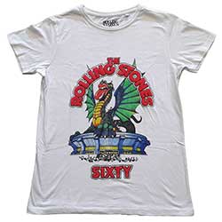 The Rolling Stones Ladies Hi-Build T-Shirt: Sixty Stadium Dragon (Puff Print)