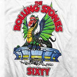 The Rolling Stones Ladies Hi-Build T-Shirt: Sixty Stadium Dragon (Puff Print)