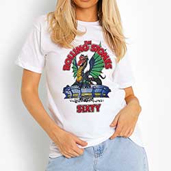 The Rolling Stones Ladies Hi-Build T-Shirt: Sixty Stadium Dragon (Puff Print)