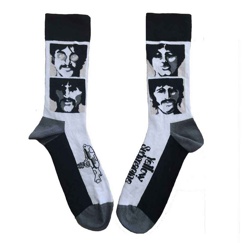 The Beatles Unisex Ankle Socks: Sea Of Science Faces Mono (White) (UK Size 4 - 7)