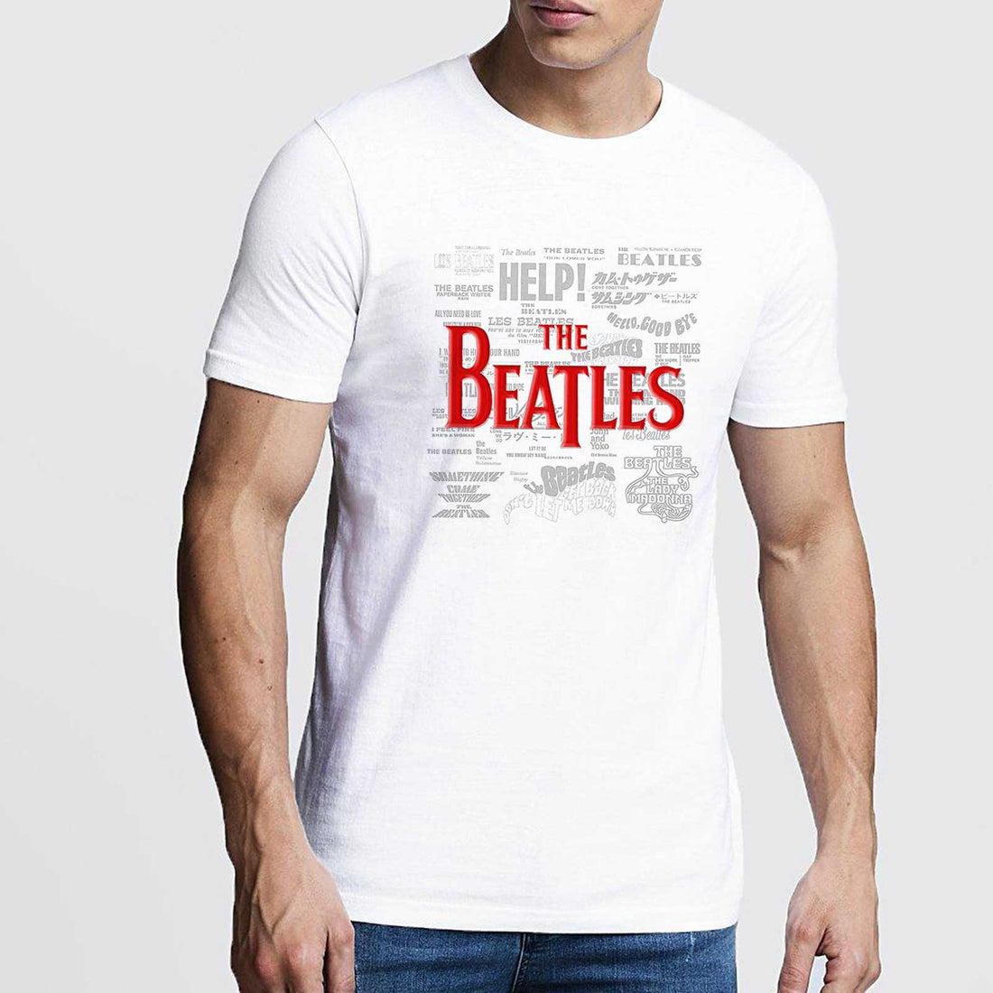The Beatles Unisex Hi-Build T-Shirt: Titles & Logos (Puff Print)