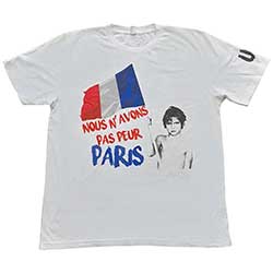 U2 Unisex T-Shirt: Paris 2015 Nous N'Avons Pas Peur (Back Print) (Ex-Tour)