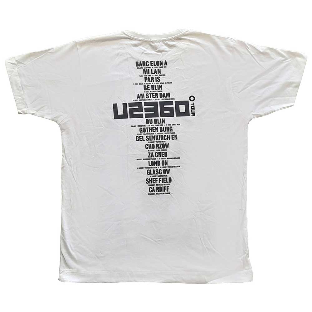 U2 Unisex T-Shirt: 360 Degree Tour 2009 Stand Up to Rock Stars (Back Print) (Ex-Tour) (Medium)