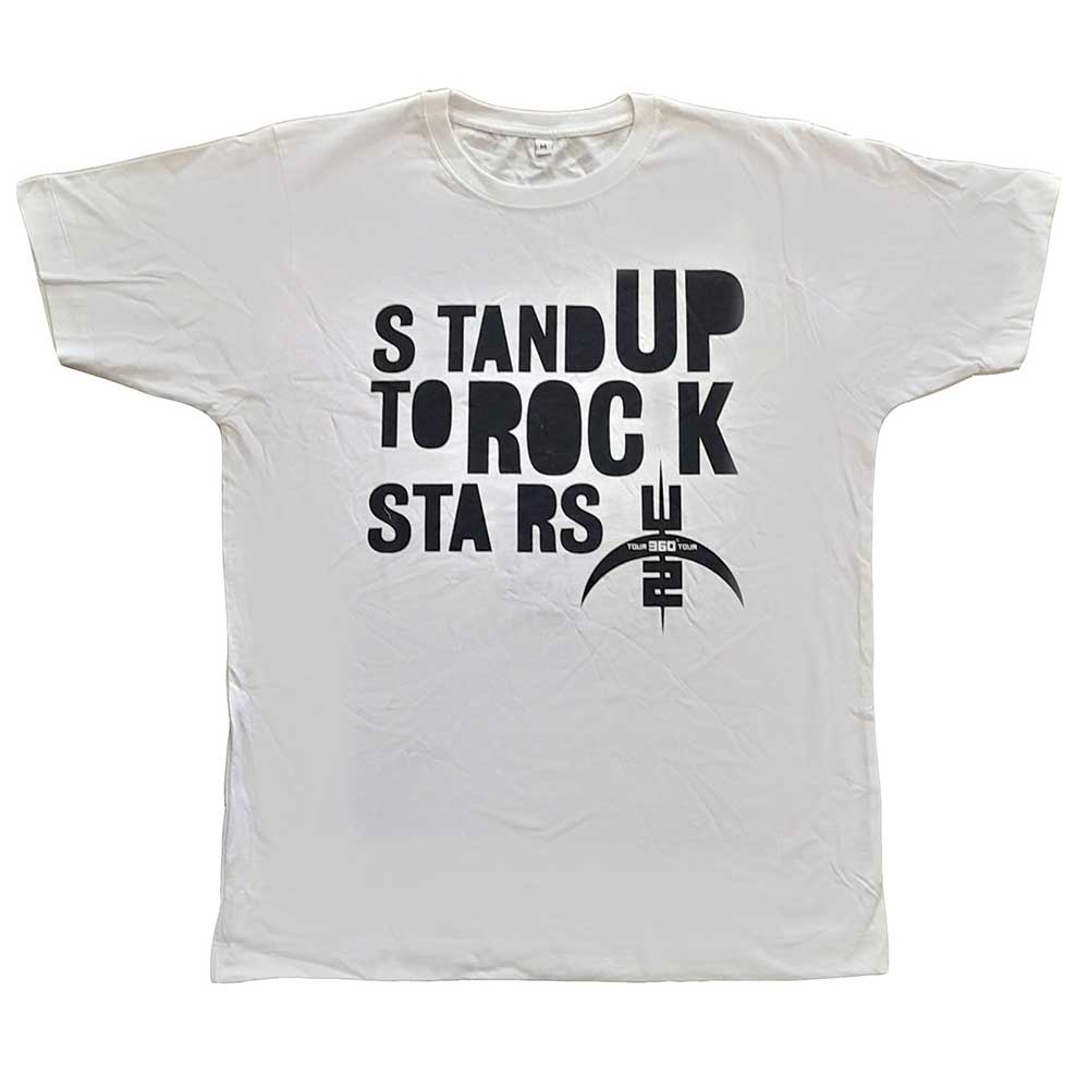U2 Unisex T-Shirt: 360 Degree Tour 2009 Stand Up to Rock Stars (Back Print) (Ex-Tour) (Medium)