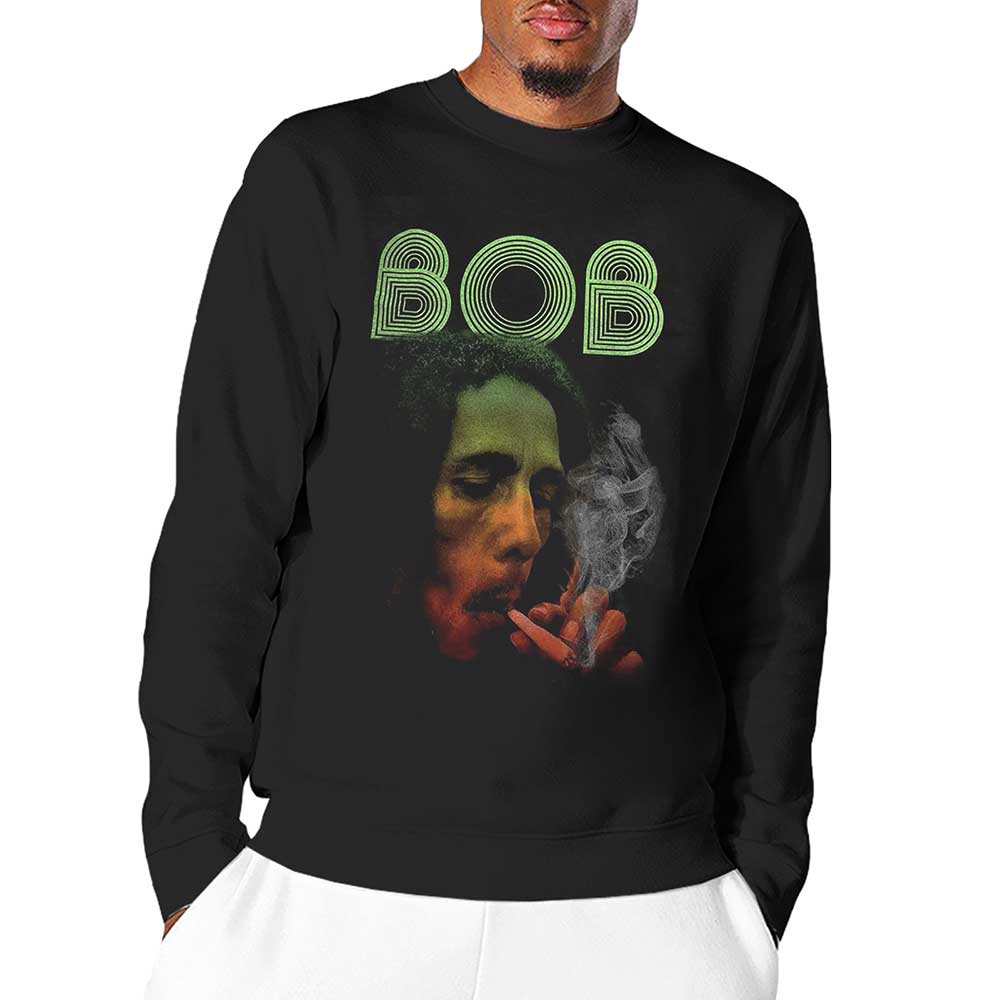 Bob Marley Unisex Long Sleeved T-Shirt: Smoke Gradient (Dip-Dye) 