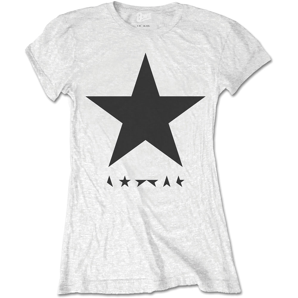 David Bowie Ladies T-Shirt: Blackstar (on White)