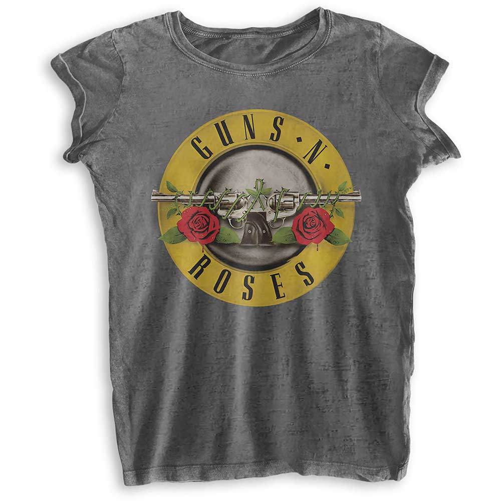 Guns N' Roses Ladies Burn Out T-Shirt: Bullet Logo'