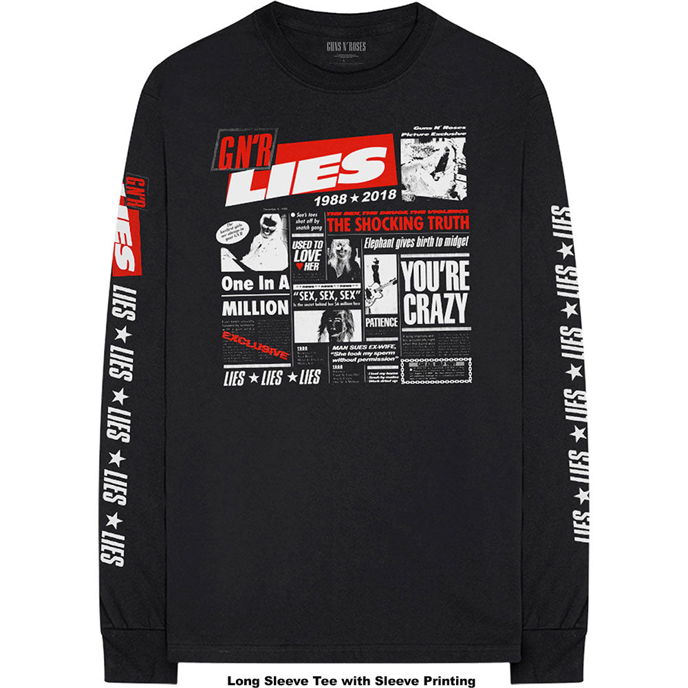 Guns N' Roses Unisex Long Sleeved T-Shirt: Lies Cover (Sleeve Print)