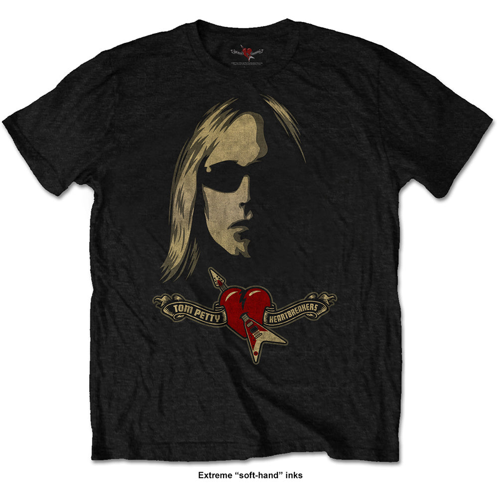 Tom Petty & The Heartbreakers Unisex T-Shirt: Shades & Logo (Soft Hand Inks)