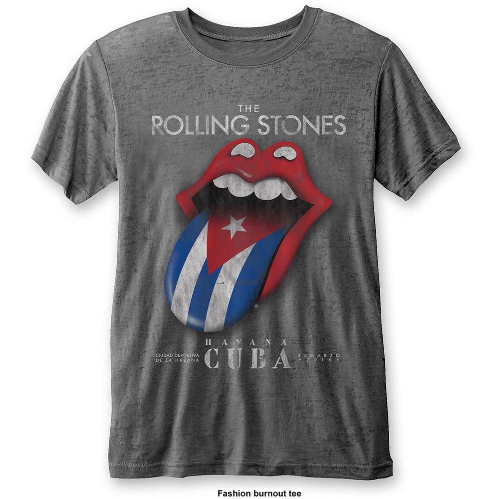 The Rolling Stones Unisex Burn Out T-Shirt: Havana Cuba
