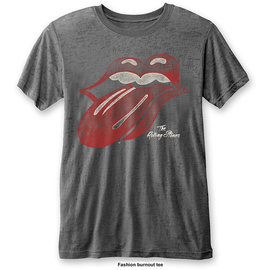 The Rolling Stones Unisex Burn Out T-Shirt: Vintage Tongue