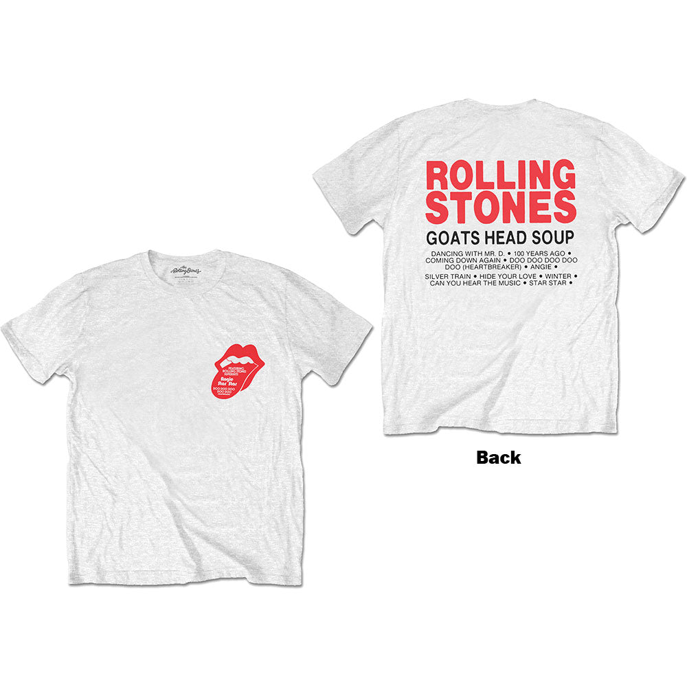 The Rolling Stones Unisex T-Shirt: Goat Head Soup Tracklist (Back Print)