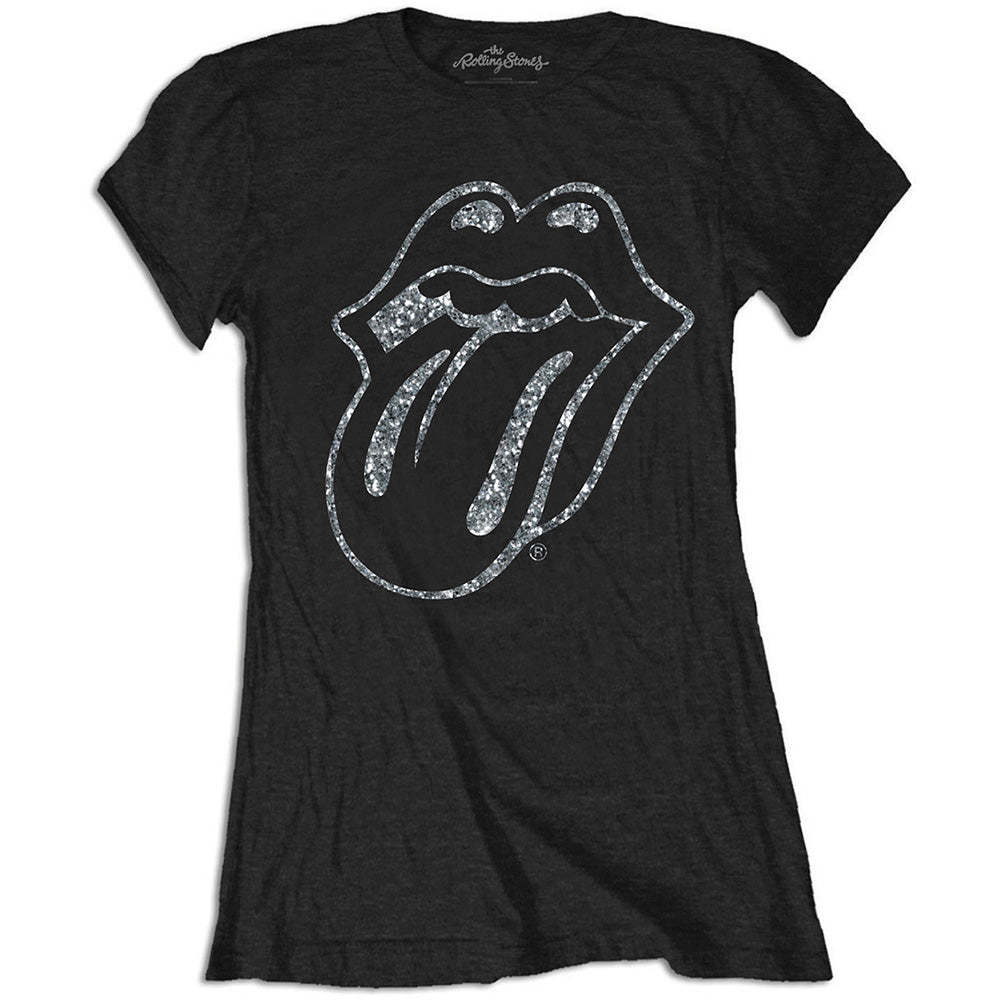 The Rolling Stones Ladies T-Shirt: Tongue (Diamante)