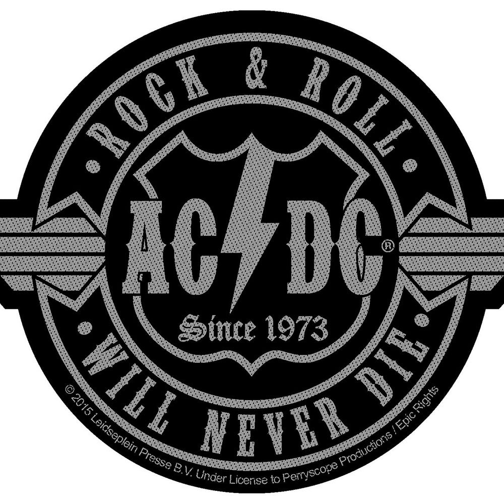 AC/DC Standard Patch: Rock N Roll Will Never Die Cut-Out (Loose)