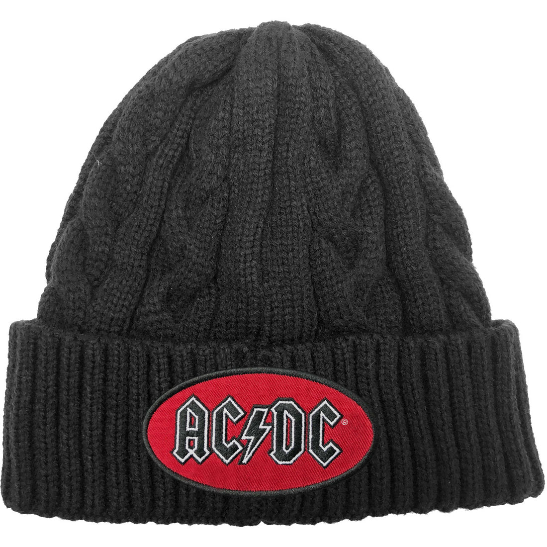 AC/DC Beanie Hat: Oval Logo (Cable-Knit)