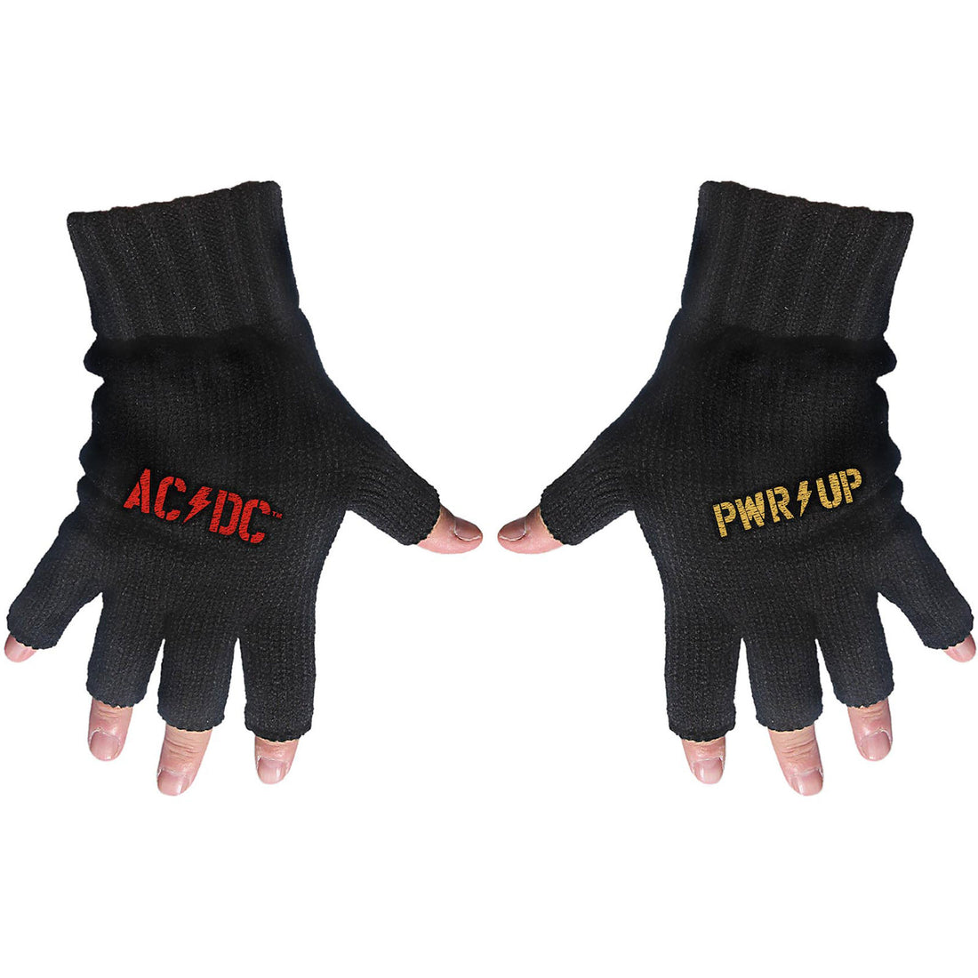 AC/DC Fingerless Gloves: PWR-UP Logo