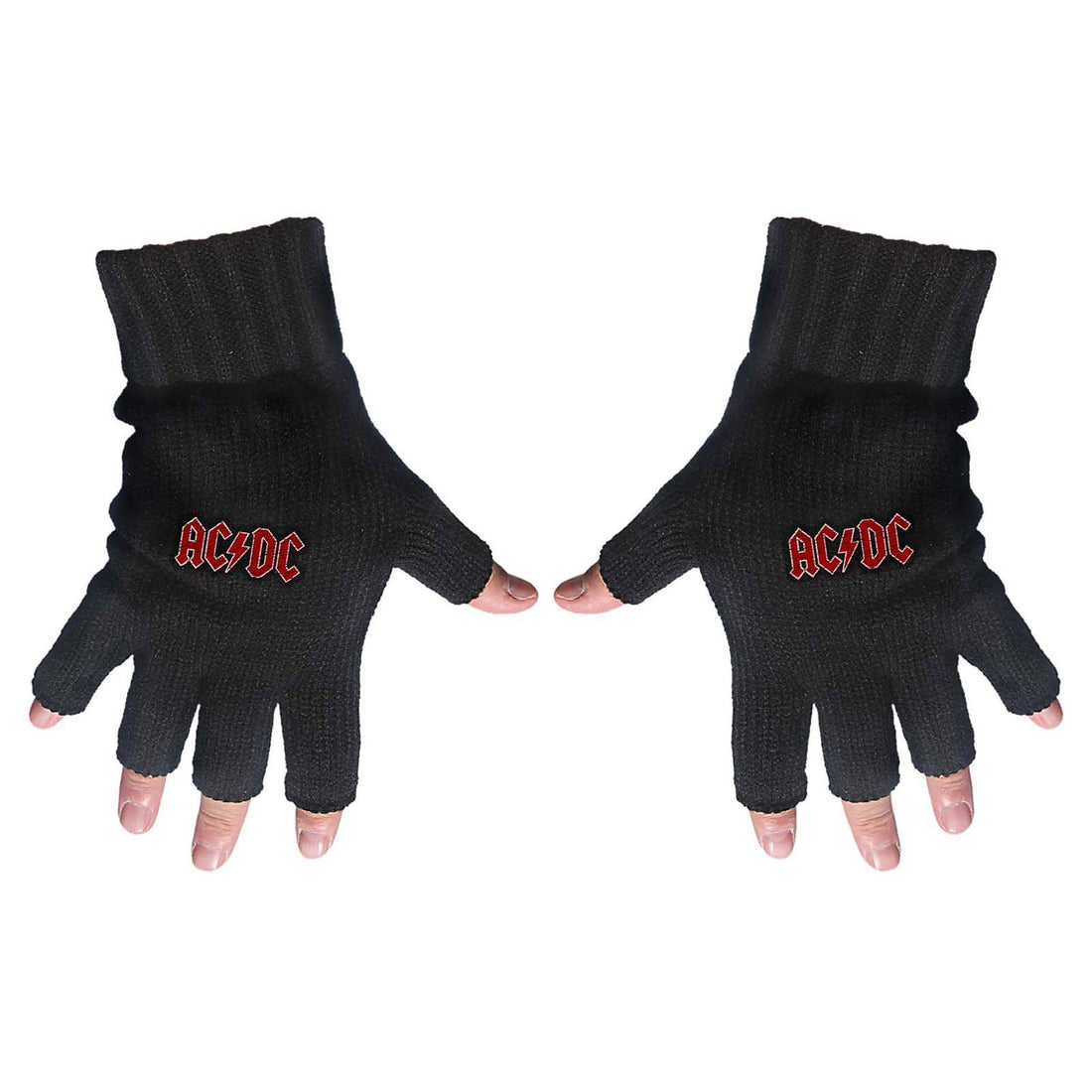 AC/DC Fingerless Gloves: Classic Red Logo