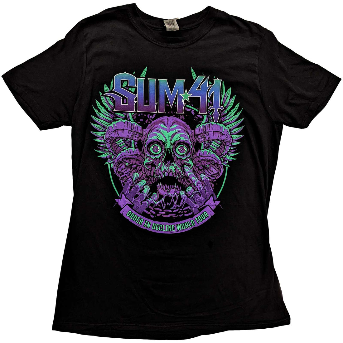 Sum 41 Unisex T-Shirt: Order In Decline Tour 2020 Purple Skull (Back Print) (Ex-Tour)