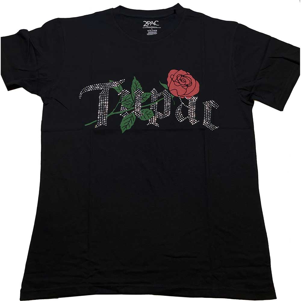 Tupac Unisex T-Shirt: Rose Logo (Diamante)