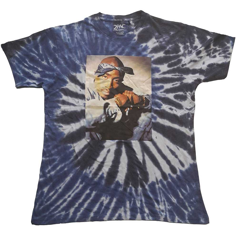 Tupac Unisex T-Shirt: Blue Photo Swirl (Wash Collection)